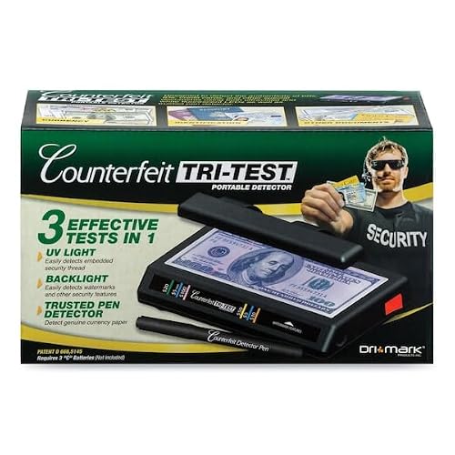 Dri-Mark Tri Test Counterfeit Bill Detector, UV with Pen, 7 x 4 x 2 1/2 DRI351TRI
