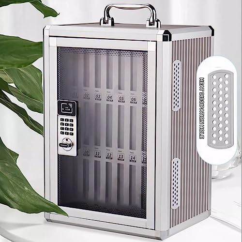 24/36/48/60/72 Slots Smart Password Cell Phone Cabinet Aluminum Alloy Pocket Chart Storage Locker Box with Portable Handle Key Lock & Handwritten Tags for Classroom Office Gym (Color : Silver, Size