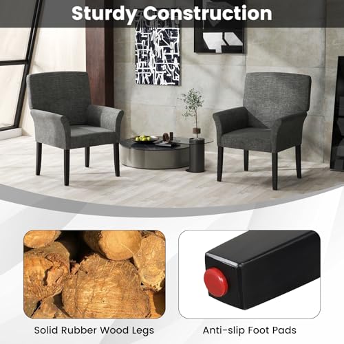 GIANTEX Office Waiting Room Chairs, Fabric Executive Guest Chair, Upholstered Reception Chair with Padded Arms, Backrest, Wood Legs, Guest Chairs for Meeting Room, Conference Room Chairs