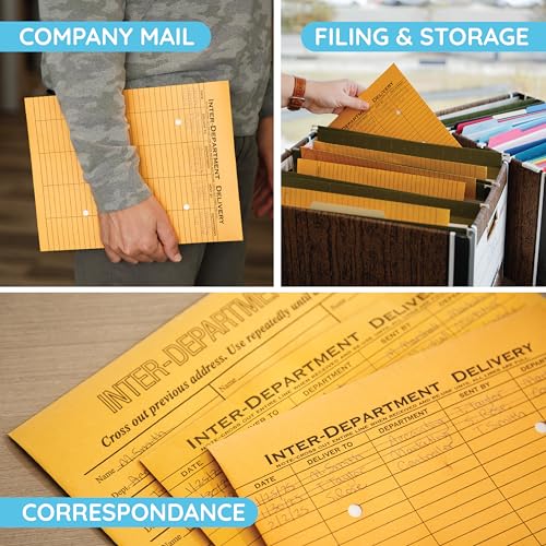 Blue Summit Supplies 100 9" x 12" Interoffice Envelopes, String & Button