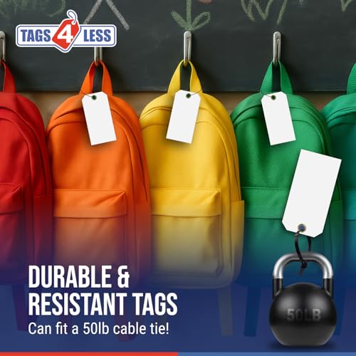 Tags 4 Less 15 Mil Waterproof Plastic Tags, Pack of 100 – 4” x 8” Heavy Duty Plastic Tags for Labeling, Outdoor Tagging, Equipment Labeling, Luggage, Valves & More (Red)