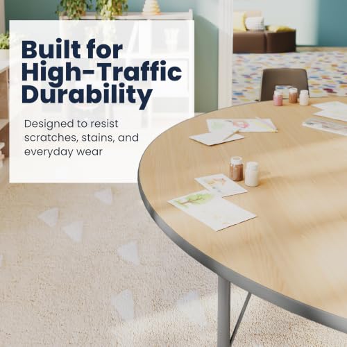 Flash Furniture 72" x 48" Kidney Activity Table, Light Natural, Short Legs