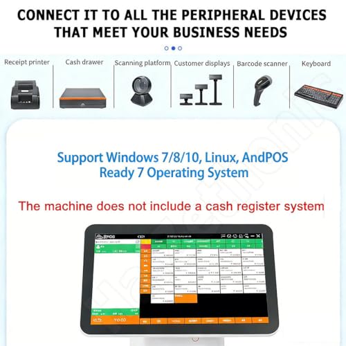 HaiZethonic Cash Registers for Small Business,Multi Touch Main Display,15.6" HD Customer Screen,8GB Ram + 128/256GB Ssd Cash Registers,Printer‌ 58/80mm for Commercial & Retail Single-256G/80mm
