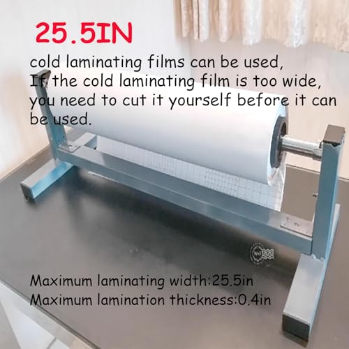 INTBUYING Cold Laminator Machine for 25 in Film 0.4In Thickness Foldable for Poster Photo with Crank Portable Manual Cold Roll Laminator Machine for Personal Office School Blueprints Artwork