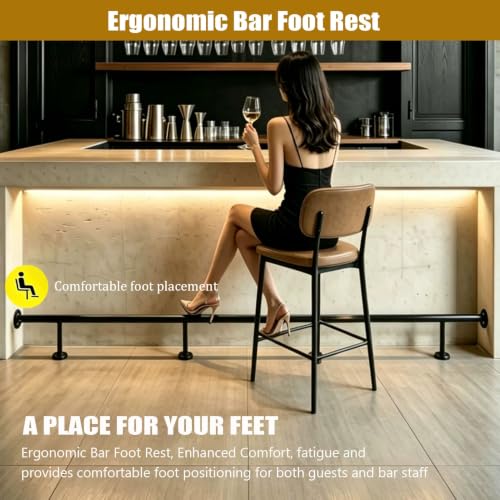 Polished Vintage Copper Bar Foot Rail Complete Set, Sturdy Stainless Steel Foot Rest Rail for Indoor Outdoor Bar Kitchen Restaurant(3ft/91cm)