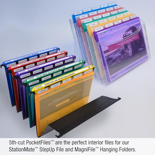 Ultimate Office Poly Color File Folders Letter Size, 5th-Cut Tabs, Set 100