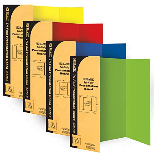 BAZIC Products Assorted Color Tri-Fold Poster Board, 36 x 48 in