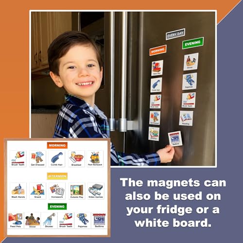 SchKIDules 2-Sided Magnetic Visual Schedule for Kids (Home Bundle) | Daily Routines, Chore/Reward Charts, ADHD Help | Includes 18” Folding Reversible Board, 129 Magnets & Dry Erase Marker