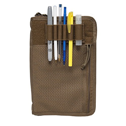 TACTICAL NOTEBOOK COVERS Military Notebook Cover System | Fits A5 Notebooks & Day Planners 5.5” x 8.5” | Zippered Case for Durable Field Use (Coyote Brown)