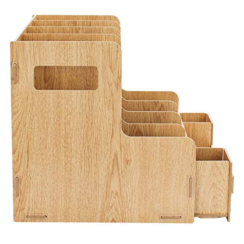 GVRMLDF Wood Desk Organizer with Drawer,Office Supplies File Letter Sorter Document Folder Tray Pen Holder,Storage Shelf Rack