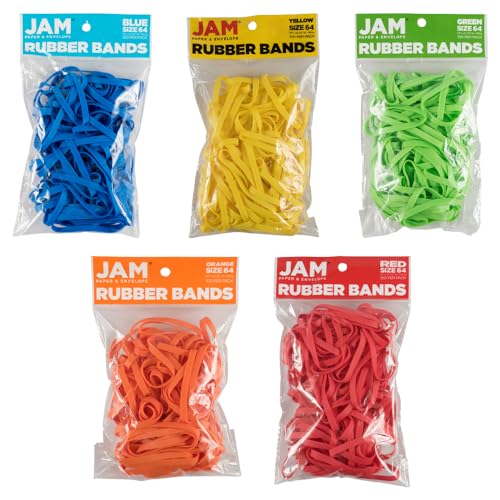 JAM PAPER Colorful Rubber Bands - Size 64 - Assorted Rubberbands - 500/Pack