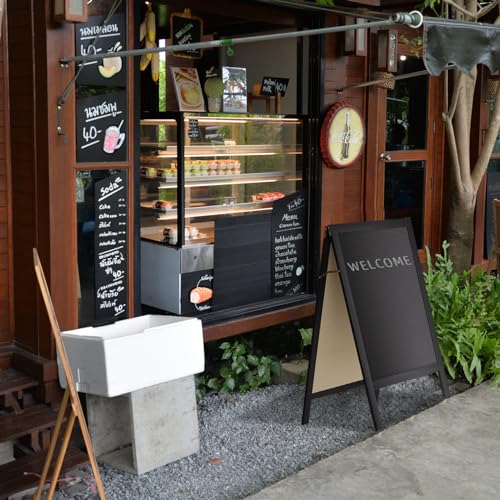 INNOVART A-Frame Sidewalk Sign 36" x 20", Double-Sided Felt Sandwich Letter Board with Changeable Letters, Letter Board Sign with Stand for Restaurant, Retail, Church, Wedding, Outdoor Event, Black