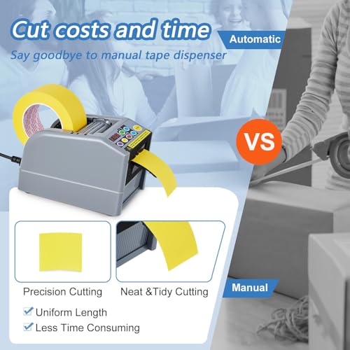 Ostreemaner Tape Dispenser Adhesive Electric，Precise Digital Control of Cutting Length，Cycle Cutting and Storage Memory Functions，for Packaging Office Warehouse Use