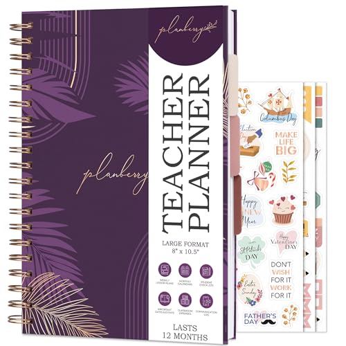 PLANBERRY Teacher Planner, Undated Lesson Plans, Homeschool Mulberry Velvet