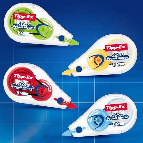 Bic Tipp-Ex Correction Tape Set with 5 Mini Pocket Mouse (2 Assorted Decorations and 3 Fantasy Colours) and 3 Micro Tape Twist - Assorted Colours, Pack of 8