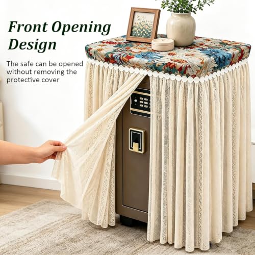 Protective Safe Cabinet Cover with Lace Decorative Trim, Concealed Safe Box