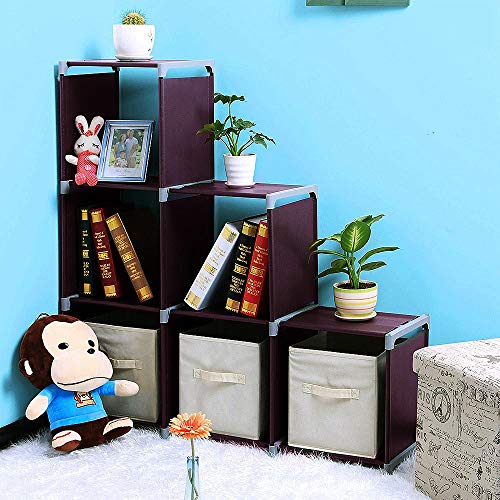 samanoya Storage Cubes Organizer,Decorative 9-Cubes Modular Cabinet,DIY Stackable Shelves Multifunctional Modular Bookcase Closet Cabinet for Bedroom, Living Room, Office (3 Tier 6 Cube)