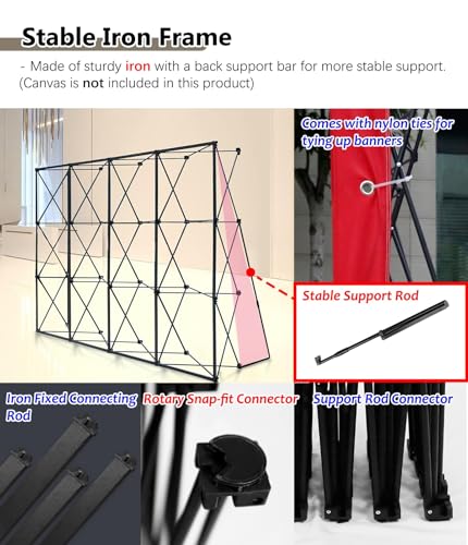 EXCLURA Show Exhibit Display Booth Stand with Fixing Strips + Back Support Bars, Tension Fabric Holder for Exhibition Wedding Conference Party Event(2.3mx3.05m(7.5ftx10ft))