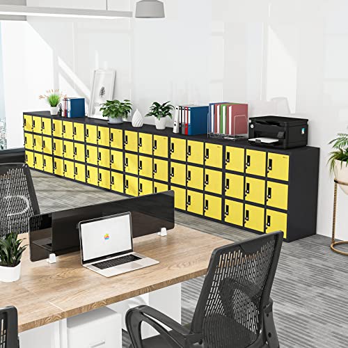 MECOLOR Metal Kids Locker for Girls and Boys Playroom Storage Cabinet for Clothes, Bag Storage Toys and Book Storage Locker (Yellow, 9D)