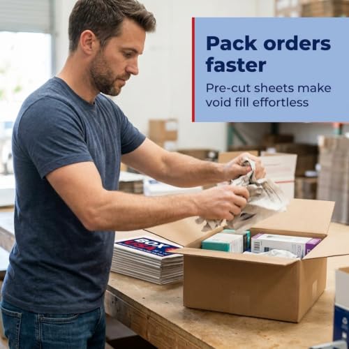 BOX USA Packing Paper Sheets 27" x 17" (720 Sheets, 20 lb) - Newsprint Paper for Shipping, Storage and Moving Supplies, White