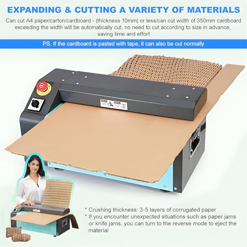 LMYYDES Cardboard Shredder Perforator Machine, Shipping Box Shredder 350mm Width 5m/Min Speed Void Fill and Packing Materials from Boxes