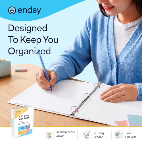 Enday 0.5 in Bulk 24Pack White 3 Ring Binder Clear View Presentation Binder 3-Ring Presentation View Binder with Internal Pockets Heavy Duty Bulk Pack for School, Teacher Classroom & Office Supplies.