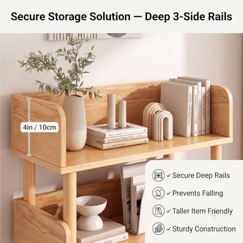 LLXMGRSH Rolling Bookshelf with Wheels, 4 Tier Mobile Bookcase, Narrow Storage Cart with Casters, Wood Standing Organizer, Portable Shelving Unit for Living Room, Bedroom(A,80CM/31.4IN)