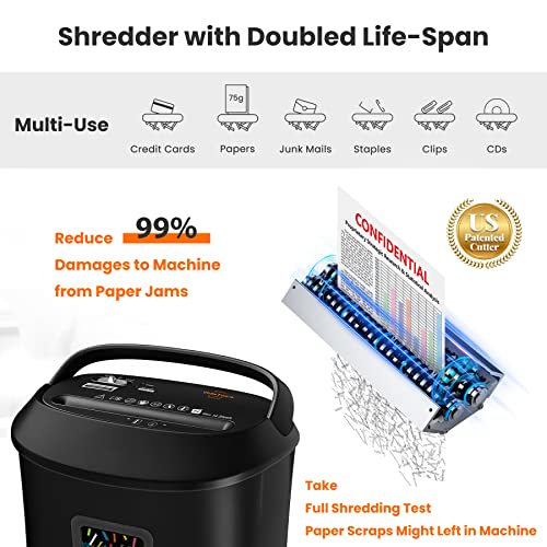 VidaTeco Paper Shredder, 14-Sheet Cross Cut Shredder for Home Office, 6.6-Gallon Bin with US Patented Cutter & Anti-Jam System, Heavy Duty Document Shredder for Credit Cards, CD, Mail & Staples, ETL