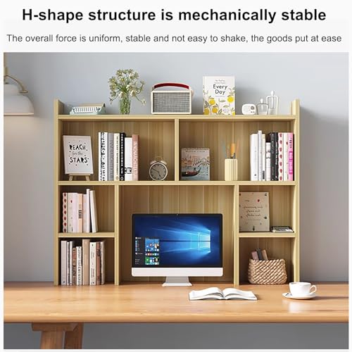 Desktop Shelfdesk Hutch Dorm,Wooden Desktop Bookshelf,Computer Desktop Storage Hutch,Multipurpose Desktop Hutch, Multi Units Organizer Bookshelf,Desktop Displ,Light Walnut-23.6*35.4*7.8inch