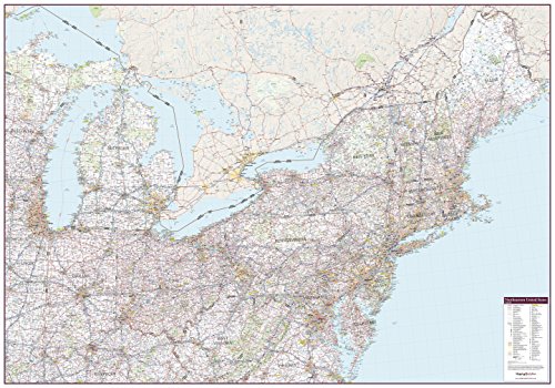 Mapping Specialists Northeastern United States Wall Map - 60" x 42" Laminated Full Color Road Map