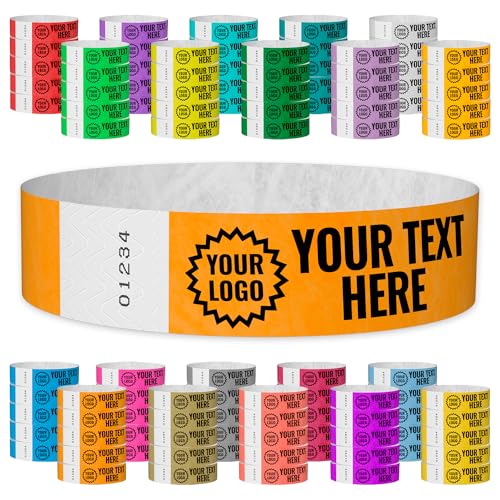 WristCo Neon Orange Custom Imprint Wristbands - 200 Tyvek - Select Qty