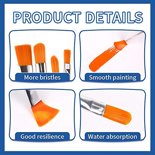 HBJWOV 10Pcs Nylon Paint Brushes Set for Drawing Painting Acrylic Watercolor Professional Art Supplies