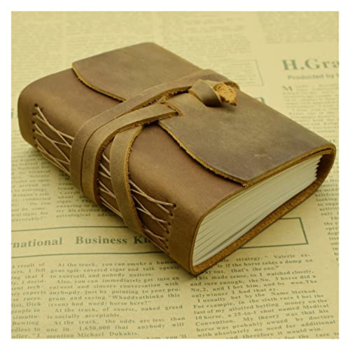 YQBUER Mini Handmade 100% Genuine Leather Notebook 8.5 * 11CM 140 Sheets Cowhide Diary Journal Sketchbook Planner Travel Office School (Color : A, Size : 105 * 130mm)