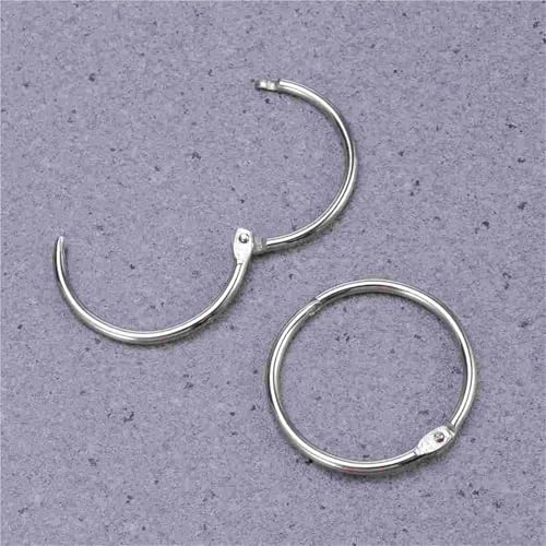 Notebook Rings 60pcs Loose Leaf Binder Rings Keychain Scrapbook Clip Photo File Supplies Silver for Book Binding