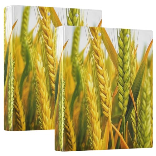 Xpdkjwd Wheat Field Pattern 3 Ring Binder Can Hold 200 Letter Size Binders, Suitable for Home, Office, Dormitory, 2Pcs