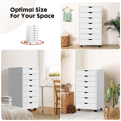 OLIXIS 7 Drawer File Cabinet on Wheels, Printer Stand