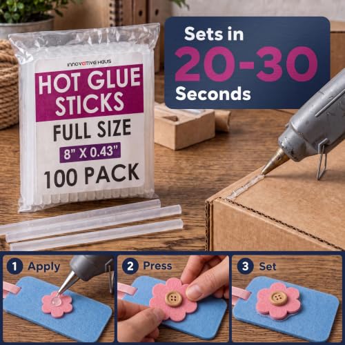 Innovative Haus Full Size Hot Glue Gun Sticks Bulk, Large Clear, 100 Pack