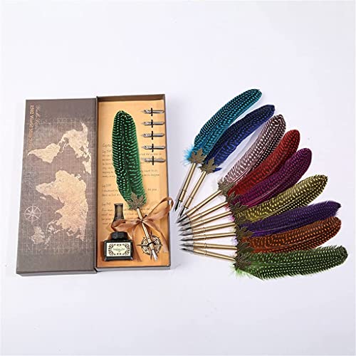 European style British pearl series feather pen set dip pen ink pen classmate gift calligraphy Fountain pen (Color : F) (B)