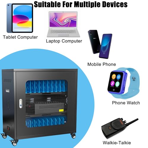 YHdtUO Mobile Charging Cart for Devices - Locking Storage Cabinet for Phones, Laptops, and Tablets - Fully Assembled Charging Solution for Classroom and Office (White 20，White-20-Device