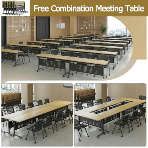 Conference Room Table, 1/2/4/6/8 Pack Folding Conference Tables with Wheels, Modern Office Meeting Room Table with Strong Metal Frame, Large Business Seminar Furniture(1pack,55x20x30in)