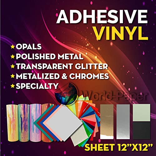 Adhesive Vinyl 12" x 12" / 1, 3, 5, 10, 20, 25 Sheets Bundle HTV Free Shipping (Chrome Metalized, 25 Sheets)