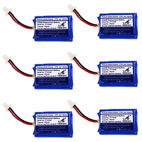 VINTRONS CS540, C054 Replacement 86180-01, 84479-01 Battery for Plantronics CS540 Wireless Headset, 86180-01, 84479-01, (Pack of 6)