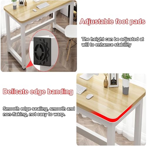 Versatile Home Office Desk 120*60Cm Computer&Gaming Table With Easy Assembly Rounded Corners Silent Foot Pads Teak Finish Perfect Workbench For Remote Work&Study,Teak-140*70cm/55.1*27.5in
