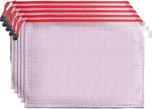 Mesh Zipper Pouch Bags, 5PCS A3/A4/A5 Mesh Zipper Pouch Document Bag Waterproof File Folders