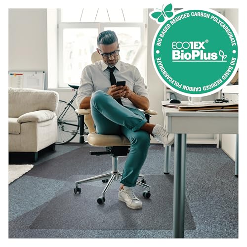 Floortex Ecotex BioPlus Carpet Chair Mat, 46" x 60", Clear Bio Based Polycarbonate (NRCMFLBG0004)