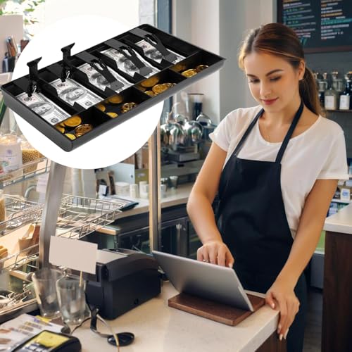 lljgkot Cash Register Drawer Insert Tray with for Money Storage, Banks Supermarkets Stores,Black (5 Bill & 4 Coin)