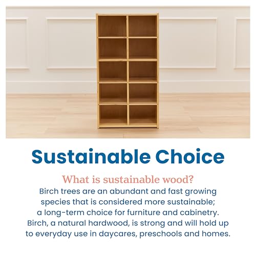 ECR4Kids Streamline 10 Cubby Tray Cabinet and 10 Scoop Front Bins, 5x2, Kids Furniture, Clear