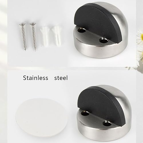 Stainless Steel Door Stop Without Drilling Raised Top Rubber