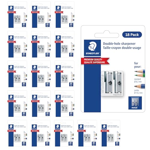 STAEDTLER Metal Double-Hole Pencil Sharpener, 18 Pack
