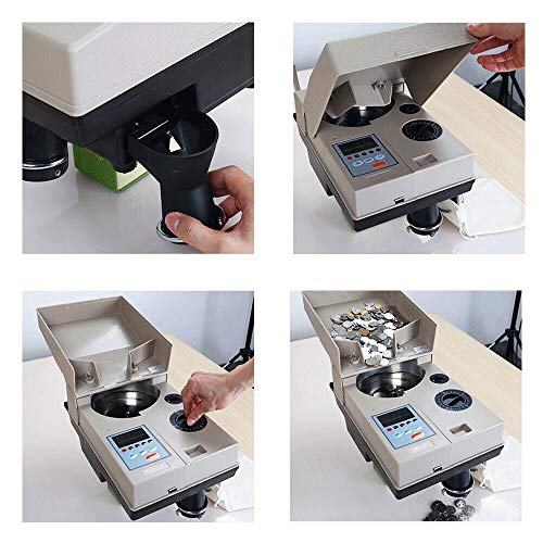 High Speed Coin Counter, Counter Sorter 2000 Coins/Min Heavy Duty Bank Grade Coin Sorter with Large Hopper Total Value Coin Counter Machine